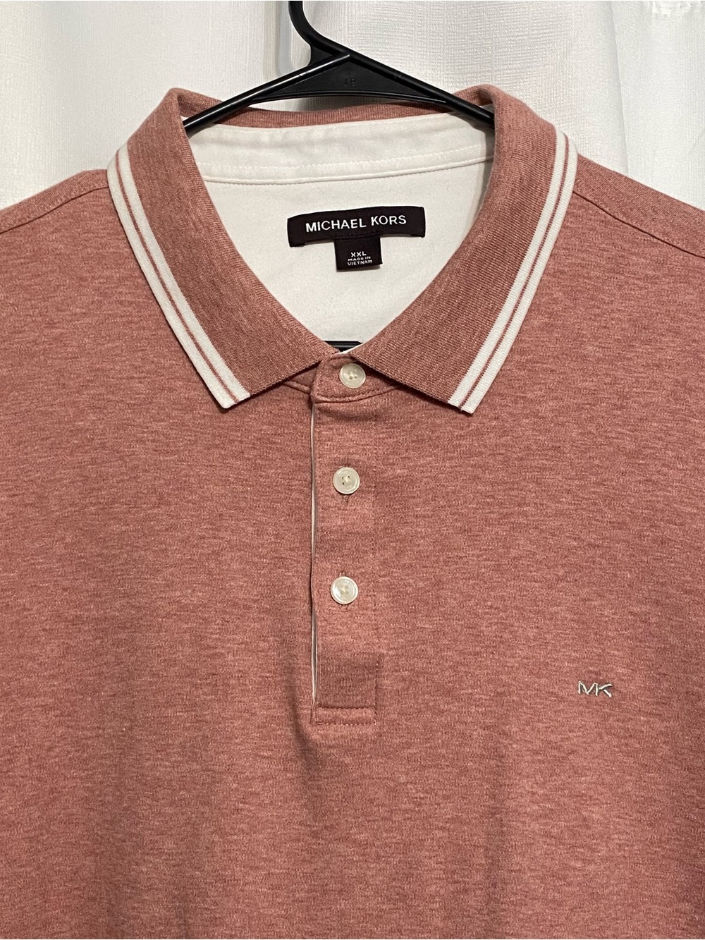 Michael Kors Men’s Mauve White Polo Shirt Size 2XL Short Sleeve MK Logo